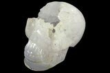 Polished Banded Agate Skull with Quartz Crystal Pocket #237072-2